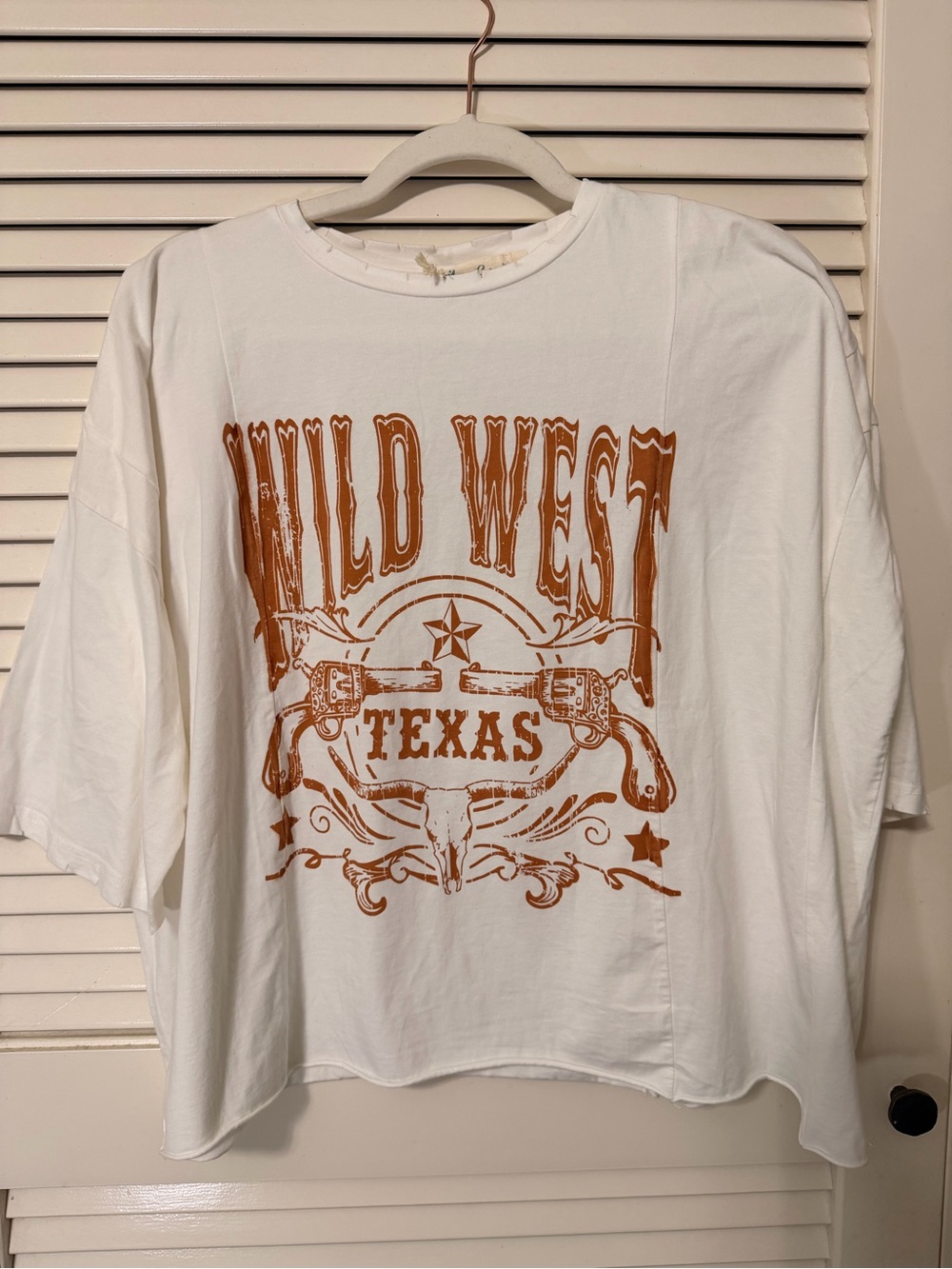 Southern Grace White Tee with Rust Western Print